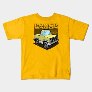 Bright Yellow Power Wagon (White Base) Kids T-Shirt